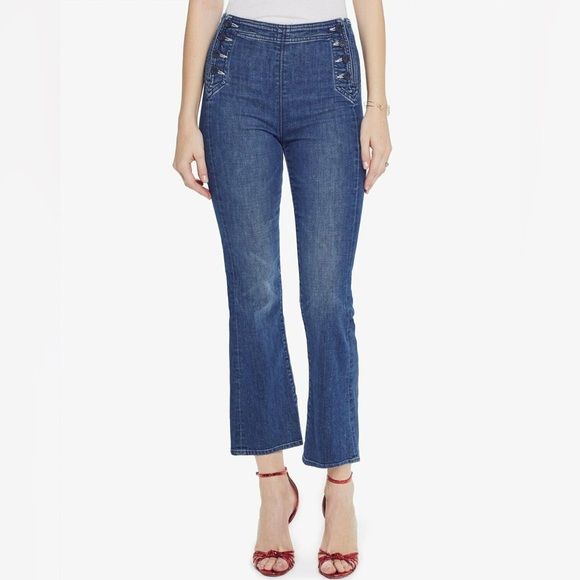 Mother Sailor Tripper High Rise Bootcut Cropped Flare Blue Jeans 24